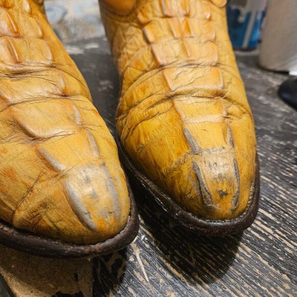 Carreta Cowboy Western Crocodile Tan Leather Boots Mens Size US 10 Mex 28.5 - Picture 9 of 11